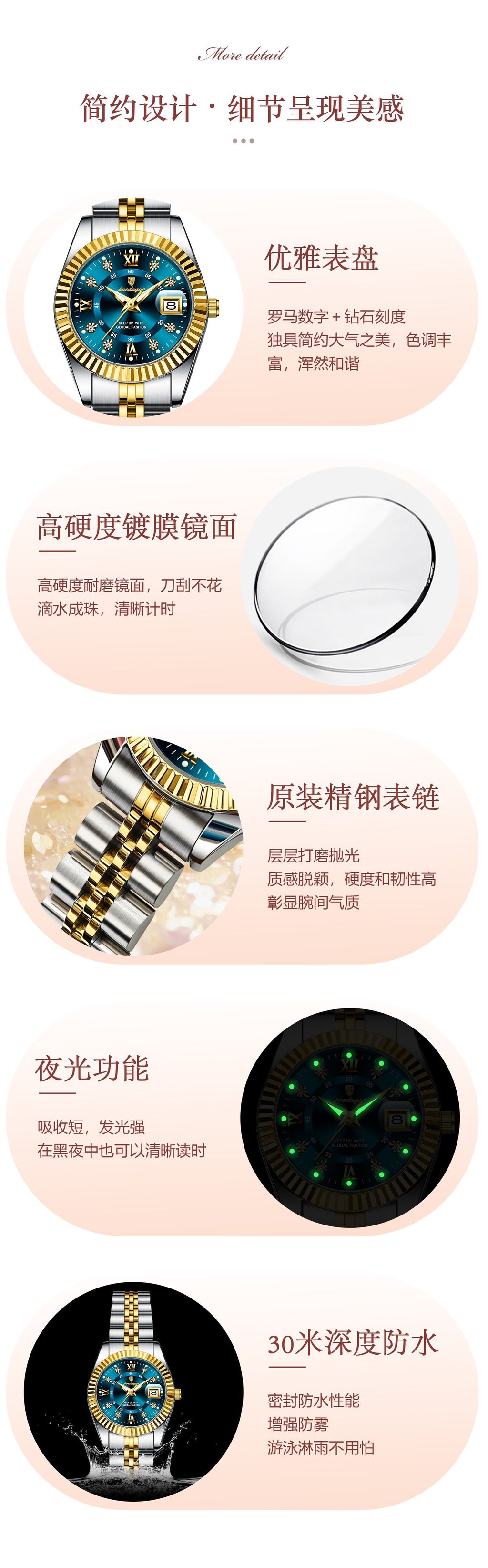 Swiss Brand Luxury Women's Watch New Waterproof Luminous Quartz Wristwatch Live Export Hot Item Dropshipping