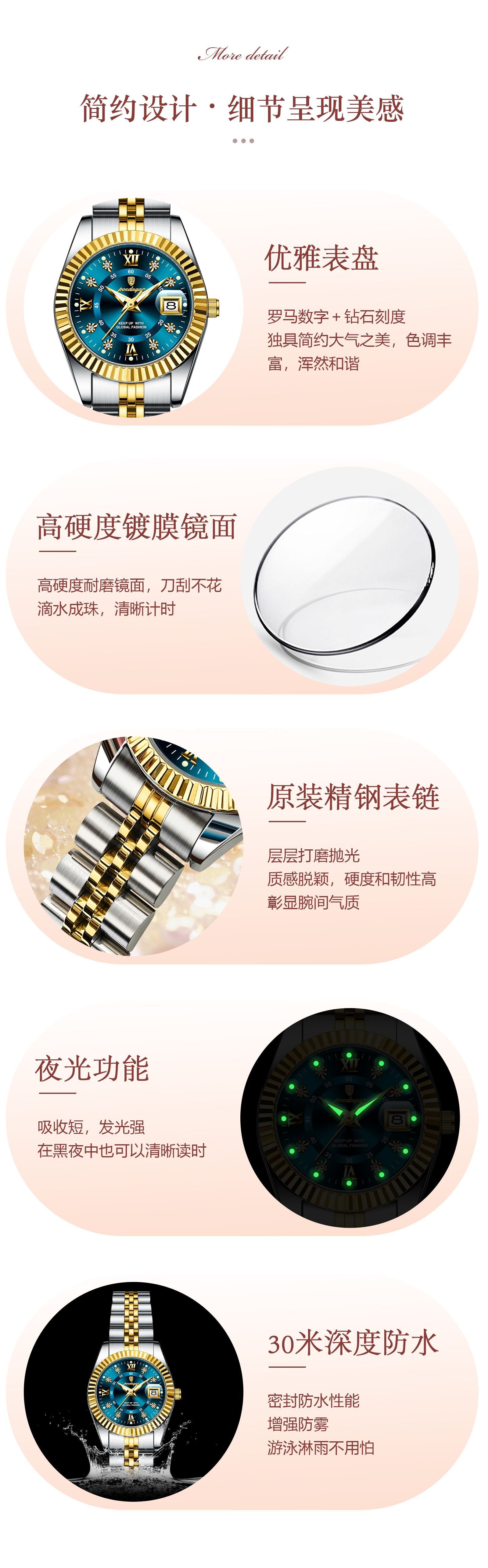 Swiss Brand Luxury Women's Watch New Waterproof Luminous Quartz Wristwatch Live Export Hot Item Dropshipping